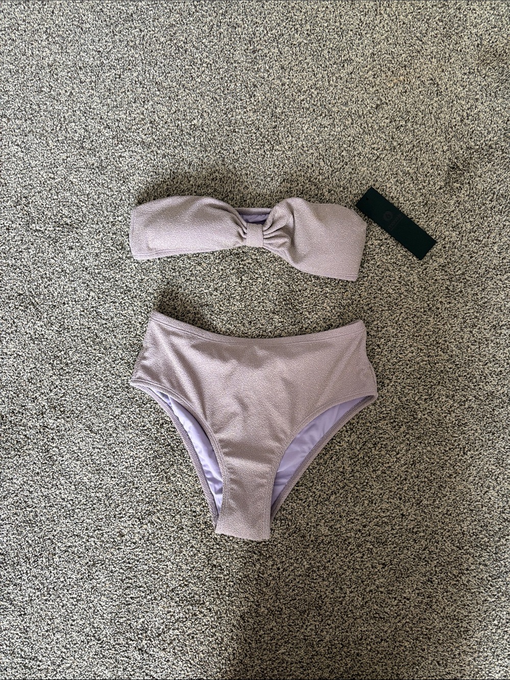 Lilac Textured Bandeau Bikini Set